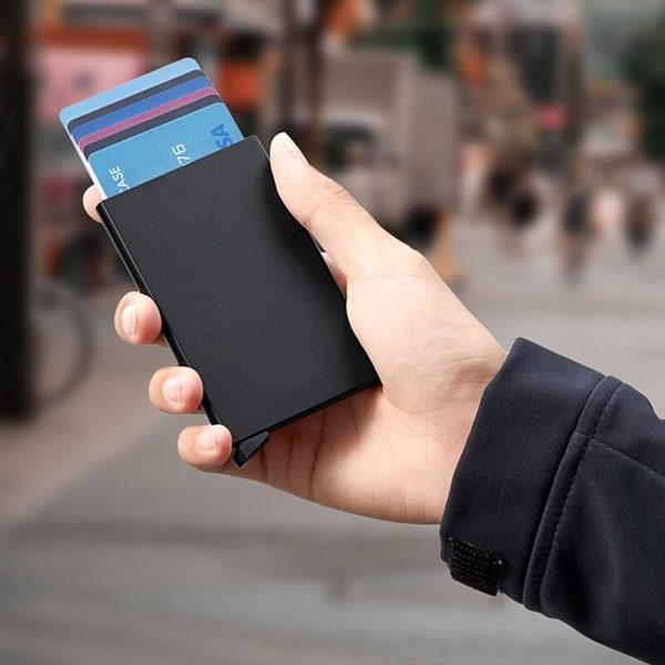 Pop_up Card Holder | Anti-theft ID Credit Card Holder Thin Aluminum Metal Wallet | Credit Card Box Card Holder | Pocket Cover Bank for Women Men π³ Sleek, Secure & Ultra-Thin Card Storage