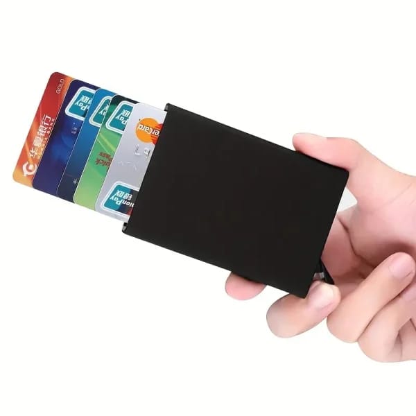 Pop_up Card Holder | Anti-theft ID Credit Card Holder Thin Aluminum Metal Wallet | Credit Card Box Card Holder | Pocket Cover Bank for Women Men π³ Sleek, Secure & Ultra-Thin Card Storage