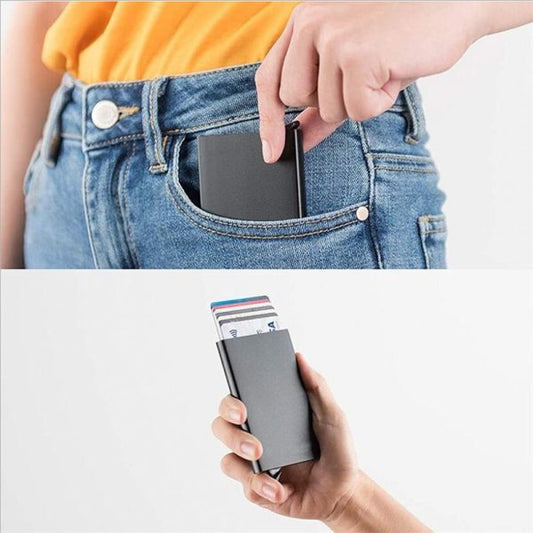 Pop_up Card Holder | Anti-theft ID Credit Card Holder Thin Aluminum Metal Wallet | Credit Card Box Card Holder |  Pocket Cover Bank for Women Men 💳 Sleek, Secure & Ultra-Thin Card Storage